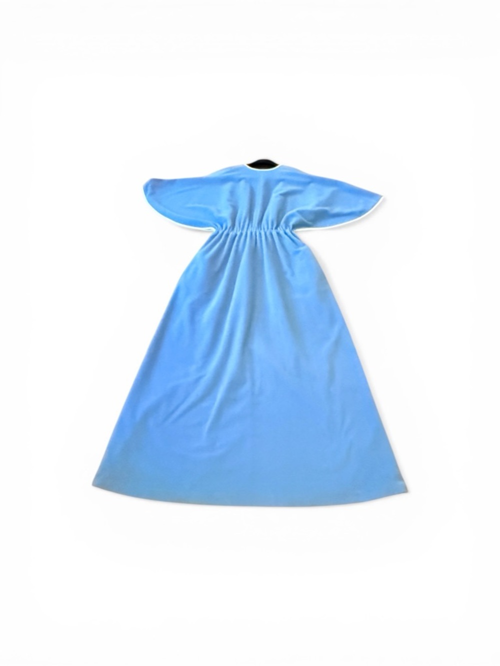 1970’s Vanity Fair Periwinkle Blue Maxi House Coat with Butterfly Sleeves - Picture 12 of 17